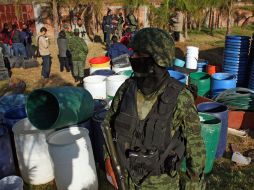 El decomiso de 15 toneladas de metanfetaminas en el municipio de Tlajomulco ha sido valuado en 58 mil millones de pesos. AFP  /