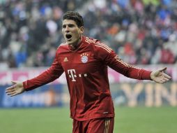 En la imagen, Mario Gómez, quien lidera la tabla de la Champions con seis goles. AFP  /