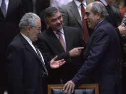 El consejero Sergio García Ramírez, el presidente del IFE Leonardo Valdés Zurita y  el consejero Pablo Gómez. NTX  /