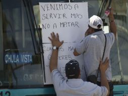 Choferes del transporte público se manifestaron para exigir mayor seguridad, tras recientes asesinatos de miembros del gremio.  /