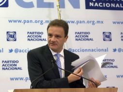 José Espina Von Roehrichen, durante la conferencia para anunciar los resultados para ser candidatos a Senadores. NTX  /