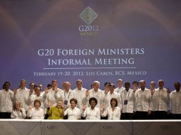 Los Cancilleres participantes en la Reunión Informal de Cancilleres del grupo de los 20 en Los Cabos, Baja California Sur. NTX  /