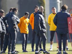 Durante el entrenamiento también estuvo el filial Cristian Tello. EFE  /