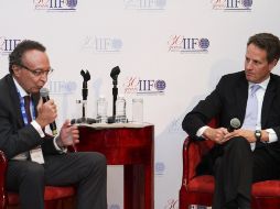 Guillermo Ortiz y  Timothy F. Geithner, secretario del Tesoro de los Estado Unidos. NOTIMEX  /