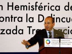 El Presidente Felipe Calderón llamó a los países del continente a hacer un frente organizado trasnacional contra el crimen. NOTIMEX  /