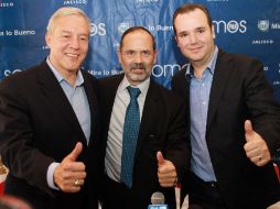 Gustavo Madero (centro) estuvo acompañado, entre otros, del aspirante a la gubernatura Fernando Guzmán (izquierda).  /