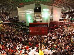 Militantes en la convención de delegados de hoy en Zapopan.  /