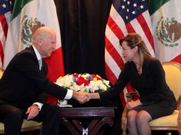 La aspirante panista a la Presidencia (der) constituyó la última reunión del vicepresidente de EU (izq) con precandidatos. EL UNIVERSAL  /