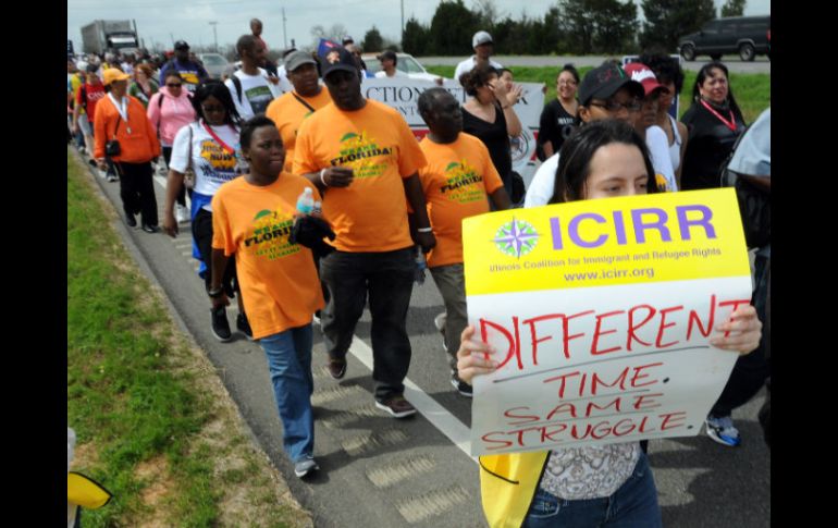 Activistas se manifiestan en Alabama contra la ley antiinmigrante. AP  /