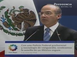 El Presidente Felipe Calderón afirmó que heredará a México una Policía Federal moderna. ESPECIAL  /