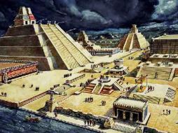 Ilustración de cómo sería la Gran Tenochtitlan en sus años de esplendor. ESPECIAL  /