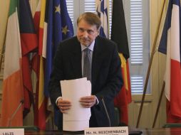 El jefe del grupo de trabajo para Grecia, Horst Reichenbach, tras un reunión en Atenas, Grecia. EFE  /