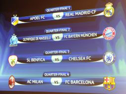 Resultado del sorteo de los cuartos de final de la Champions. EFE  /