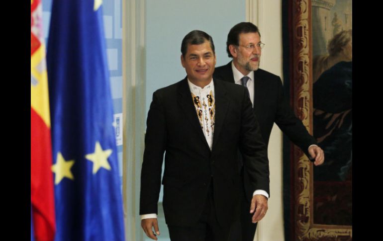 Rafael Correa se reunió con el presidente del gobierno español, Mariano Rajoy.  /