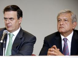 Andrés Manuel López Obrador (der) durante una conferencia con Marcelo Ebrard. NTX  /