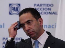 Lozano, durante la rueda de prensa de hoy. Dijo que en el PAN se respetan los derechos políticos de los militantes. NTX  /