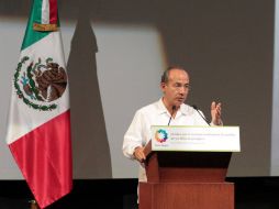 El Presidente Felipe Calderón, durante la inauguración, hoy, del Tianguis Turístico. NTX  /