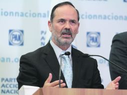 Gustavo Madero, durante la conferencia de prensa donde dio a conocer las candidaturas para mujeres. NTX  /