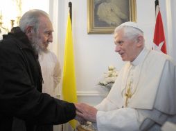 El líder moral cubano Fidel Castro se reunió con el Papa Benedicto XVI en el último día de actividades en la isla del prelado. AP  /