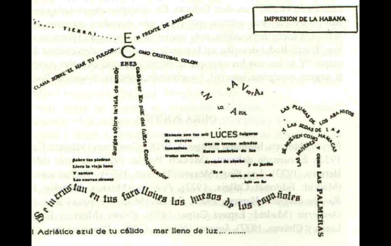 Se le reconoce como el poeta fundamental de las nuevas corrientes literarias de América Latina. En la imagen, el poema Habana. ESPECIAL  /