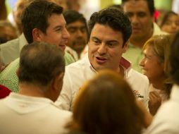 Aristóteles Sandoval durante un evento con integrantes de la asociación de comerciantes Polanco Avanza.  /