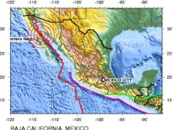 Diagrama de la ubicación del epicentro difundido por el Servicio Geológico de Estados Unidos. ESPECIAL  /