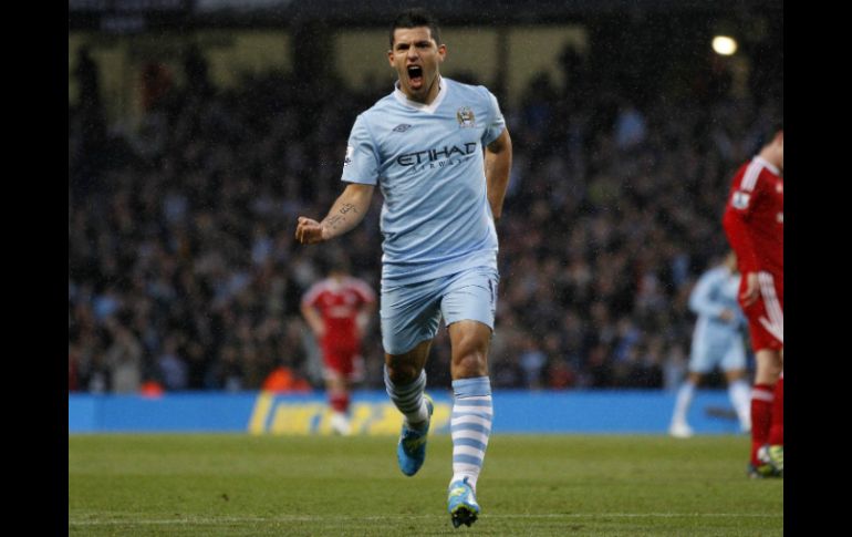 'Kun', el máximo goleador del City, asegura que se encuentra muy contento con el conjunto inglés. EFE  /