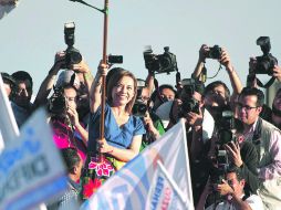La candidata del PAN fue la oradora principal en el acto de la Glorieta de los Niños Héroes.  /