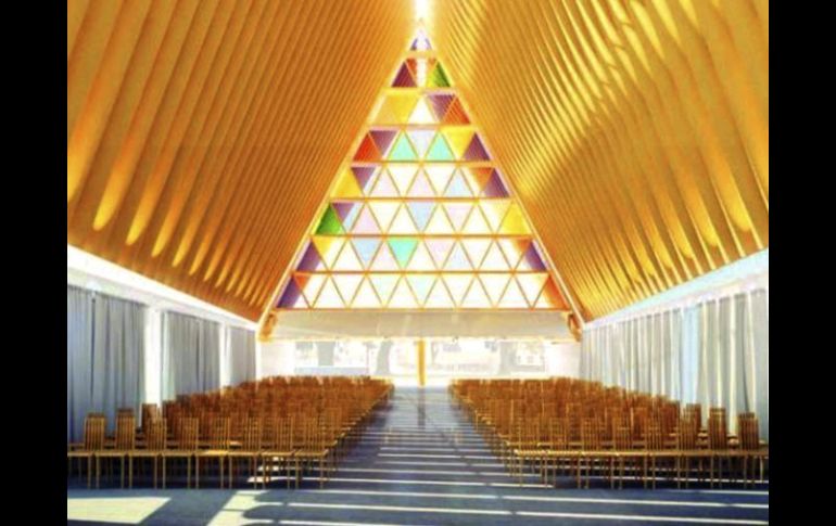 Maqueta de lo que será la catedral de cartón de Christchurch en Nueva Zelandia. EFE  /