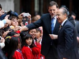 El jefe del Ejecutivo español, Mariano Rajoy, fue recibido oficialmente en el Palacio Nacional. EFE  /