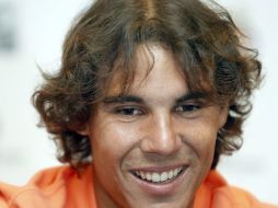 El tenista Rafael Nadal durante la rueda de prensa que ofreció hoy con motivo de su participación en el trofeo Conde de Godó.EFE  /