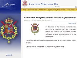 El soberano ''se recupera satisfactoriamente en el hospital, donde pasará la noche'', indica el comunicado. EFE  /