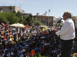 Durante su estadía en Chihuahua, López Obrador realizó un mitin con sus seguidores. NTX  /