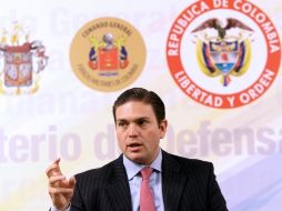 El ministro de Defensa de Colombia, Juan Carlos Pinzón, durante una conferencia de prensa en Bogotá. AFP  /