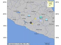 Ubicación del epicentro proporcionada por el Servicio Geológico de Estados Unidos. ESPECIAL  /