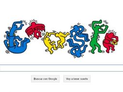 Color y estilo de Keith Haring, formando las letras de Google en el doodle de hoy. ESPECIAL  /