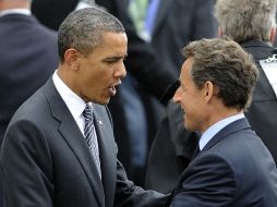 El presidente de EU, Barack Obama y el saliente presidente francés, Nicolás Sarkozy, sostenían lazos de cooperación. AFP  /