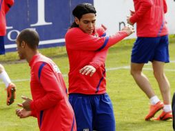 Radamel Falcao iderará mañana el ataque de su equipo en la final de la Liga Europa contra el Athletic en Bucarest. EFE  /