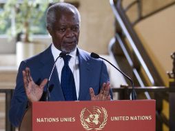El enviado especial de la ONU y de la Liga Árabe para Siria, Kofi Annan durante una rueda de prensa en Ginebra. EFE  /