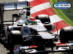 Pérez durante la jornada clasificatoria en el circuito catalán. EFE  /
