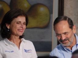 Gustavo Madero acompañado de Alejandra Sada, candidata al Senado por el PAN, en Monterrey. NTX  /