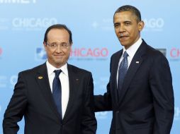El presidente de Francia, Francois Hollande,y el mandatario Barack Obama durante la cumbre de la OTAN.  AP  /