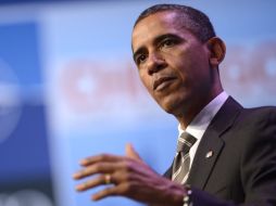 El presidente Barack Obama en una rueda de prensa en el marco del segundo día de la cumbre de la OTAN. EFE  /