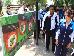 Alumnos de la Telesecundaria David Alfaro Siqueiros en la exposición 'Plantas de México para el Mundo', del Trompo Mágico.  /