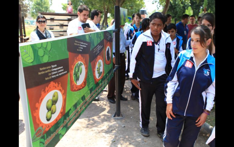 Alumnos de la Telesecundaria David Alfaro Siqueiros en la exposición 'Plantas de México para el Mundo', del Trompo Mágico.  /