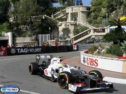 En la segunda sesión, Pérez utilizó neumáticos intermedios porque la pista estuvo mojada debido a una ligera lluvia. REUTERS  /