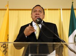 El presidente del PRD nacional, Jesús Zambrano, ofreció una conferencia de prensa. NOTIMEX  /