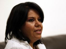 La candidata al gobierno del estado por parte del Panal María de los Ángeles Martínez Valdivia. ARCHIVO  /