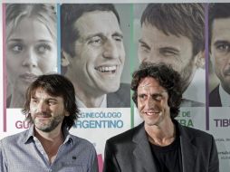 Pereti y Tejero, al presentar ''En fuera de juego'' en Madrid. EFE  /