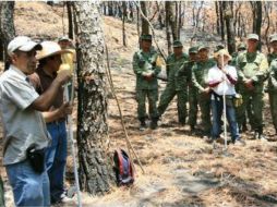 Actualmente 100 elementos de la Sedena reciben capacitación para realizar obras de suelos. Imagen @Conafor Jalisco.  /